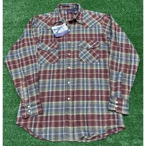 Vintage Dakota Shirt Mens M Flannel Plaid Pearl Snap USA 80s 90s Western NEW